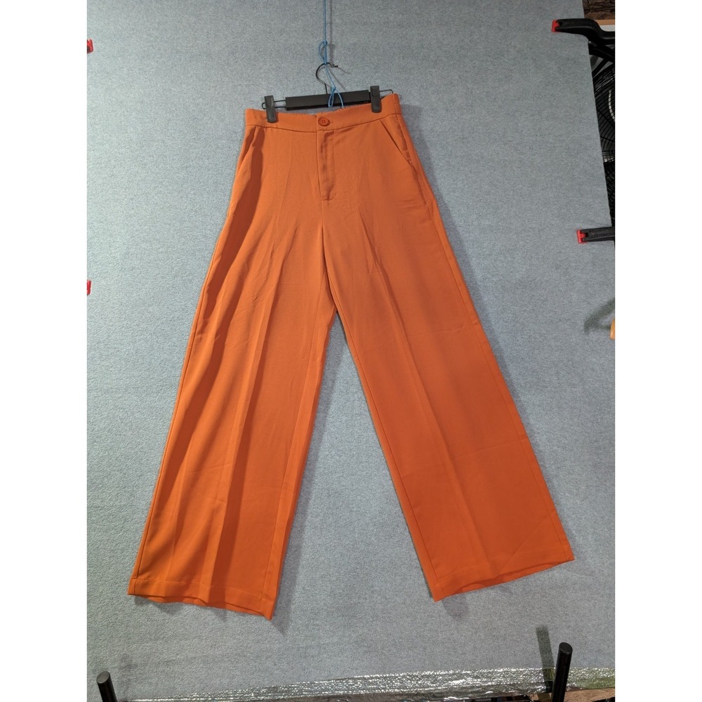 AMII Wide Leg Pants Women's Medium Orange High Rise Minimalist‎ Trousers